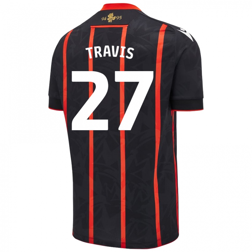 Niño Camiseta Lewis Travis #27 Negro Rojo 2ª Equipación 2024/25 La Camisa Perú