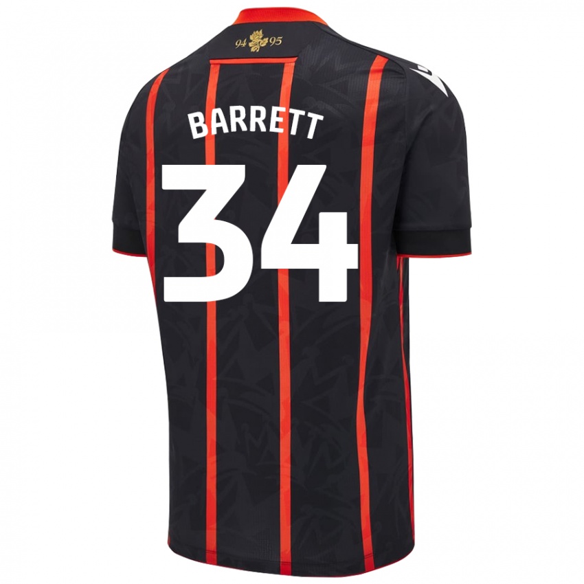 Niño Camiseta Jack Barrett #34 Negro Rojo 2ª Equipación 2024/25 La Camisa Perú