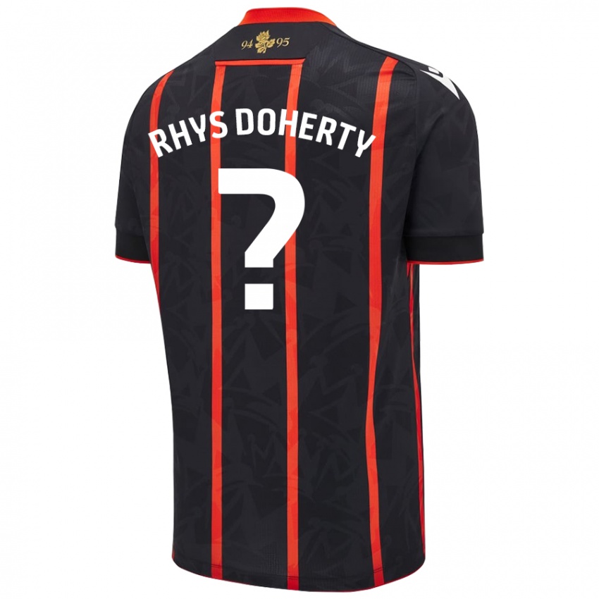 Niño Camiseta Rhys Doherty #0 Negro Rojo 2ª Equipación 2024/25 La Camisa Perú