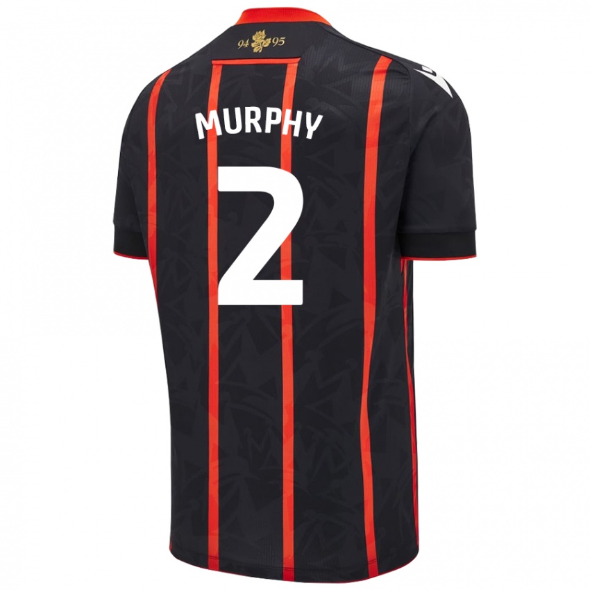 Niño Camiseta Niamh Murphy #2 Negro Rojo 2ª Equipación 2024/25 La Camisa Perú