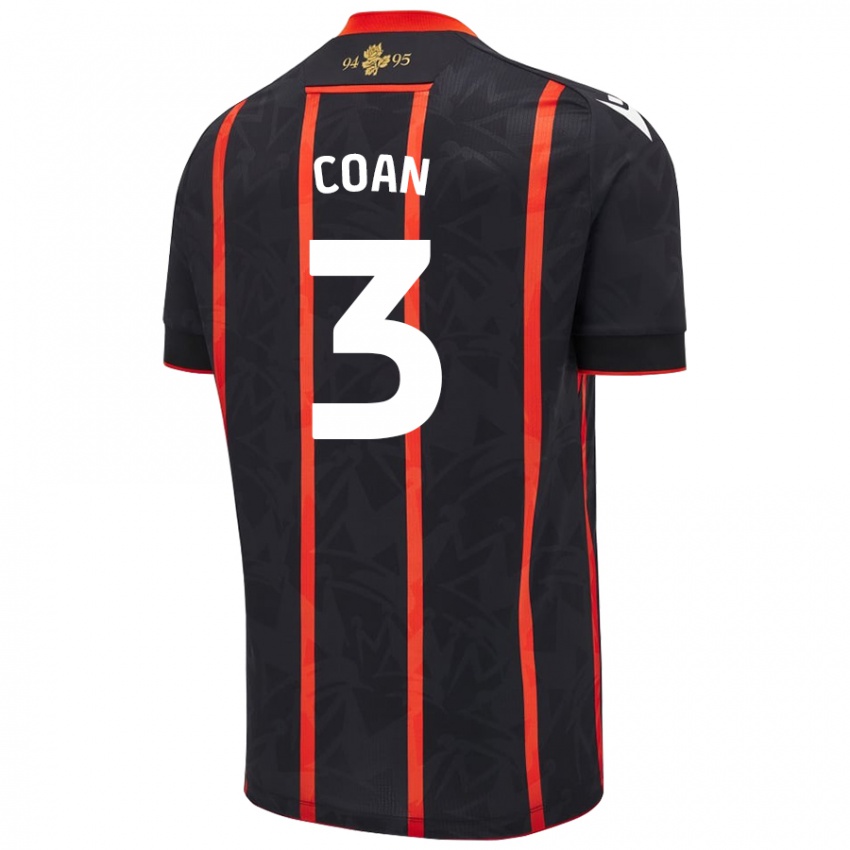 Niño Camiseta Hannah Coan #3 Negro Rojo 2ª Equipación 2024/25 La Camisa Perú