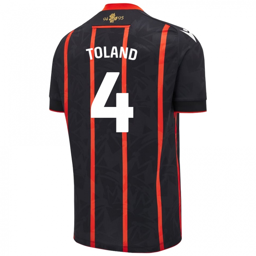 Niño Camiseta Tyler Toland #4 Negro Rojo 2ª Equipación 2024/25 La Camisa Perú