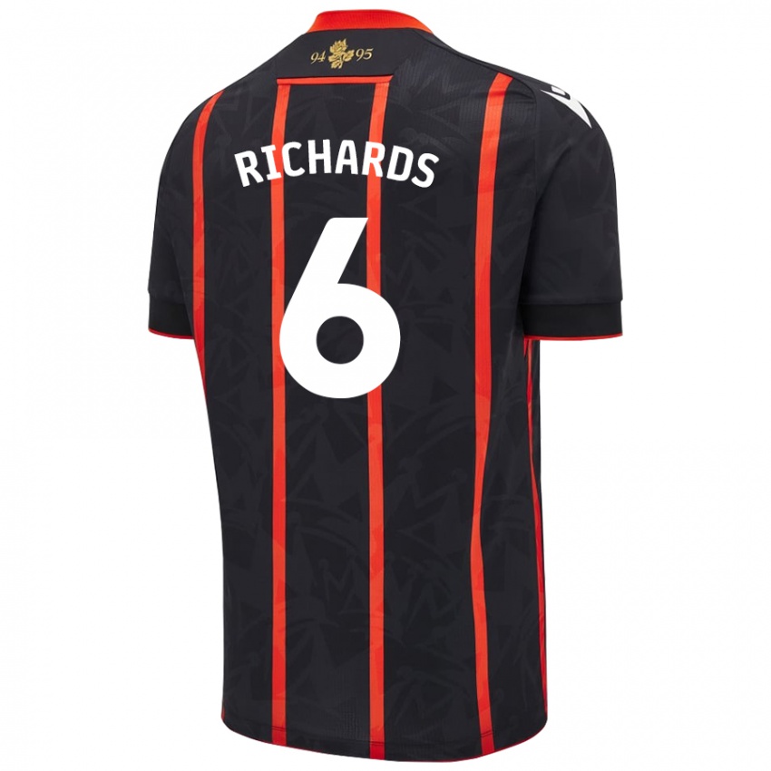 Niño Camiseta Jade Richards #6 Negro Rojo 2ª Equipación 2024/25 La Camisa Perú