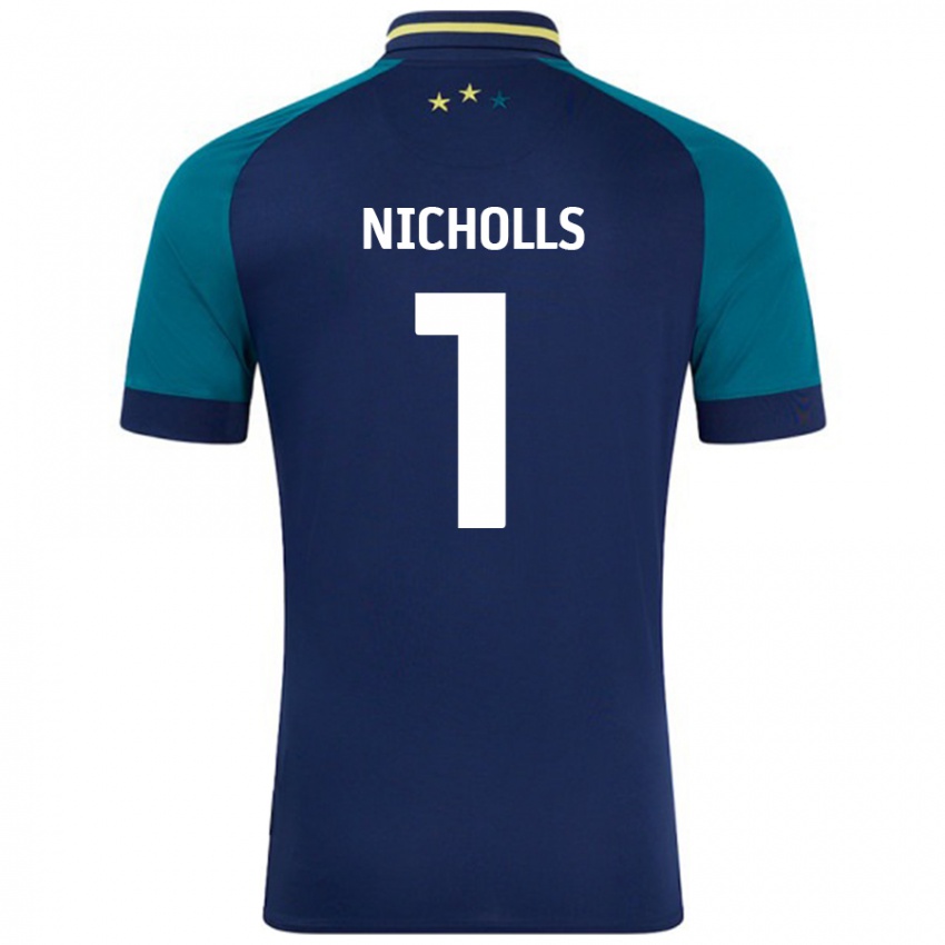 Niño Camiseta Lee Nicholls #1 Azul Marino Verde Oscuro 2ª Equipación 2024/25 La Camisa Perú