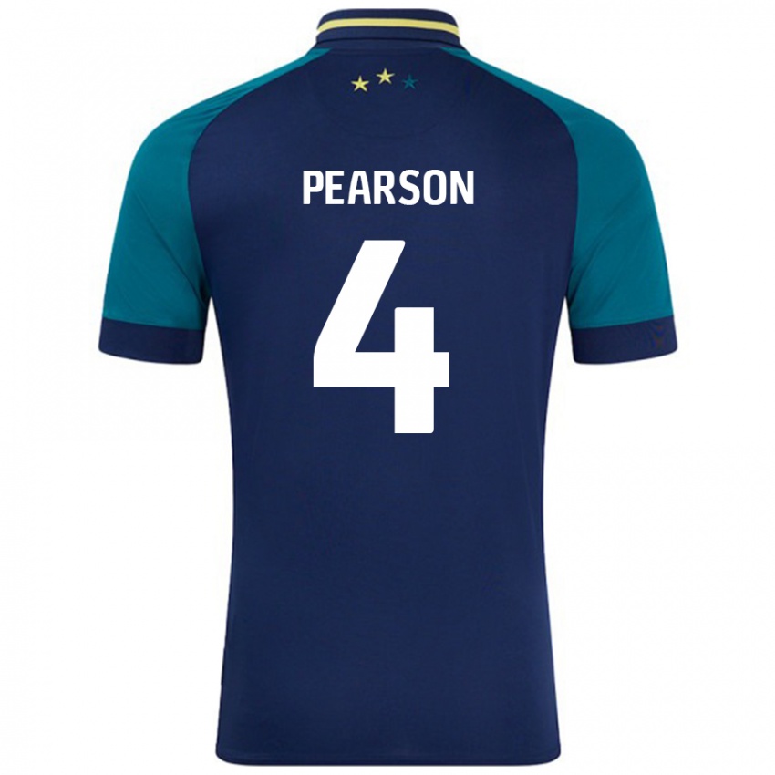 Niño Camiseta Matty Pearson #4 Azul Marino Verde Oscuro 2ª Equipación 2024/25 La Camisa Perú