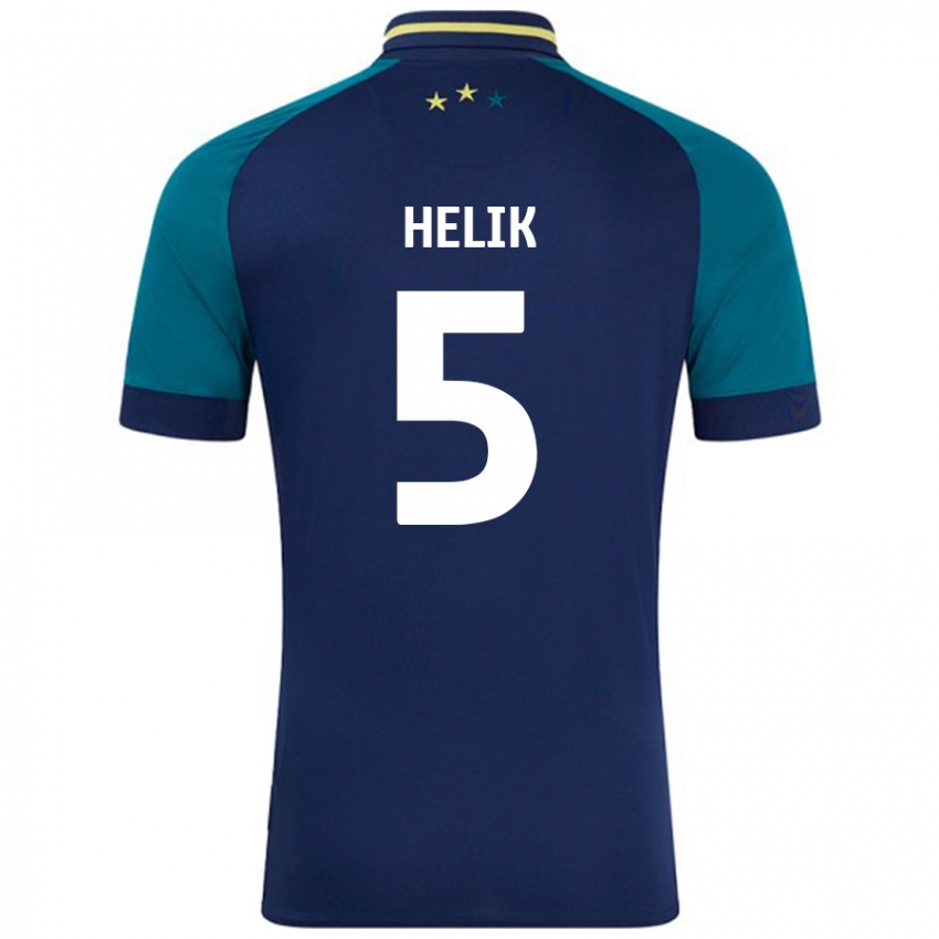 Niño Camiseta Michal Helik #5 Azul Marino Verde Oscuro 2ª Equipación 2024/25 La Camisa Perú