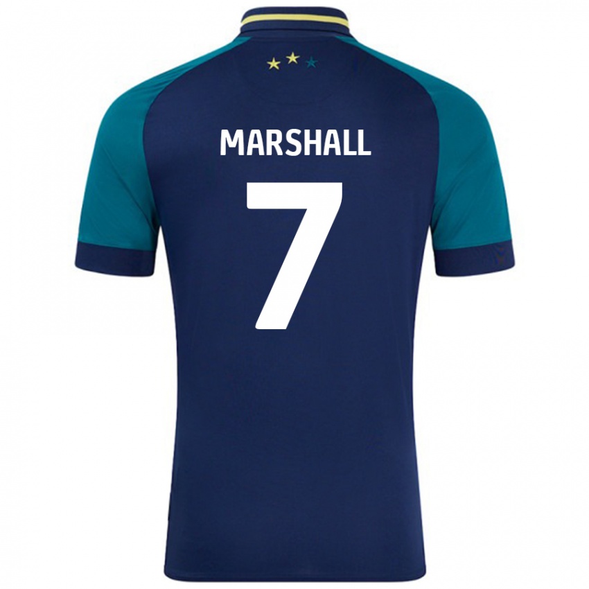 Niño Camiseta Callum Marshall #7 Azul Marino Verde Oscuro 2ª Equipación 2024/25 La Camisa Perú