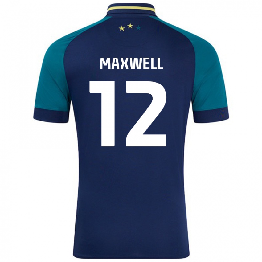 Niño Camiseta Chris Maxwell #12 Azul Marino Verde Oscuro 2ª Equipación 2024/25 La Camisa Perú