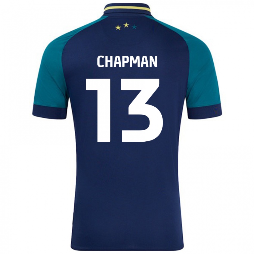 Niño Camiseta Jacob Chapman #13 Azul Marino Verde Oscuro 2ª Equipación 2024/25 La Camisa Perú