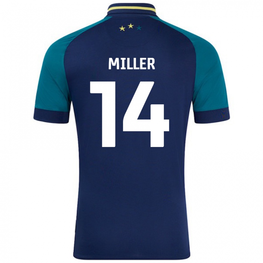 Niño Camiseta Mickel Miller #14 Azul Marino Verde Oscuro 2ª Equipación 2024/25 La Camisa Perú