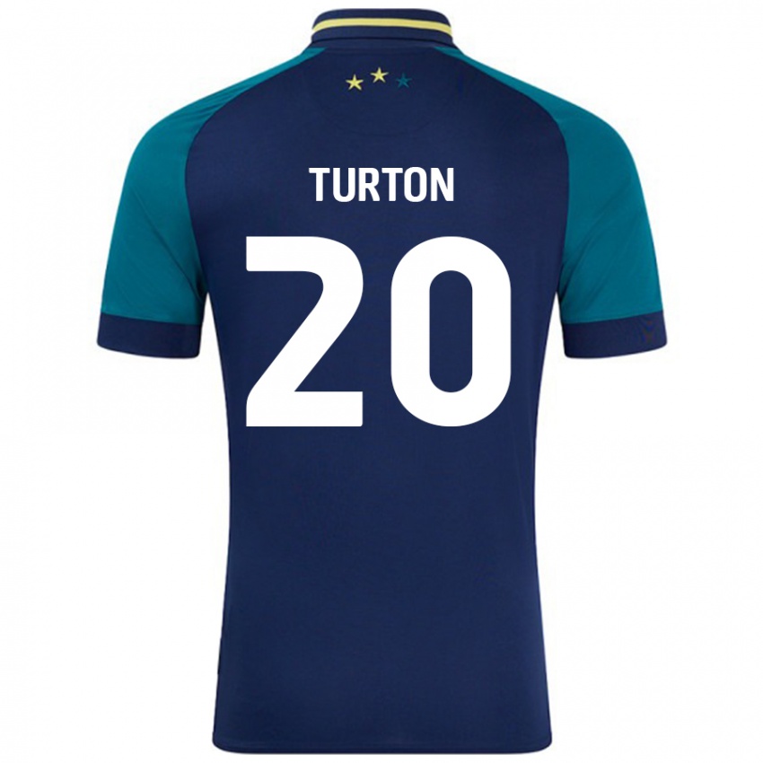 Niño Camiseta Ollie Turton #20 Azul Marino Verde Oscuro 2ª Equipación 2024/25 La Camisa Perú