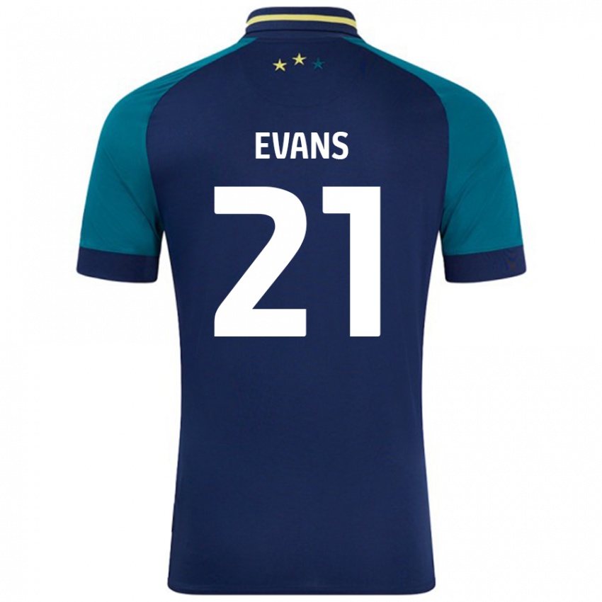 Niño Camiseta Antony Evans #21 Azul Marino Verde Oscuro 2ª Equipación 2024/25 La Camisa Perú