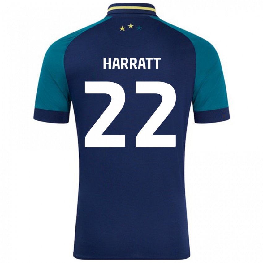 Niño Camiseta Kian Harratt #22 Azul Marino Verde Oscuro 2ª Equipación 2024/25 La Camisa Perú