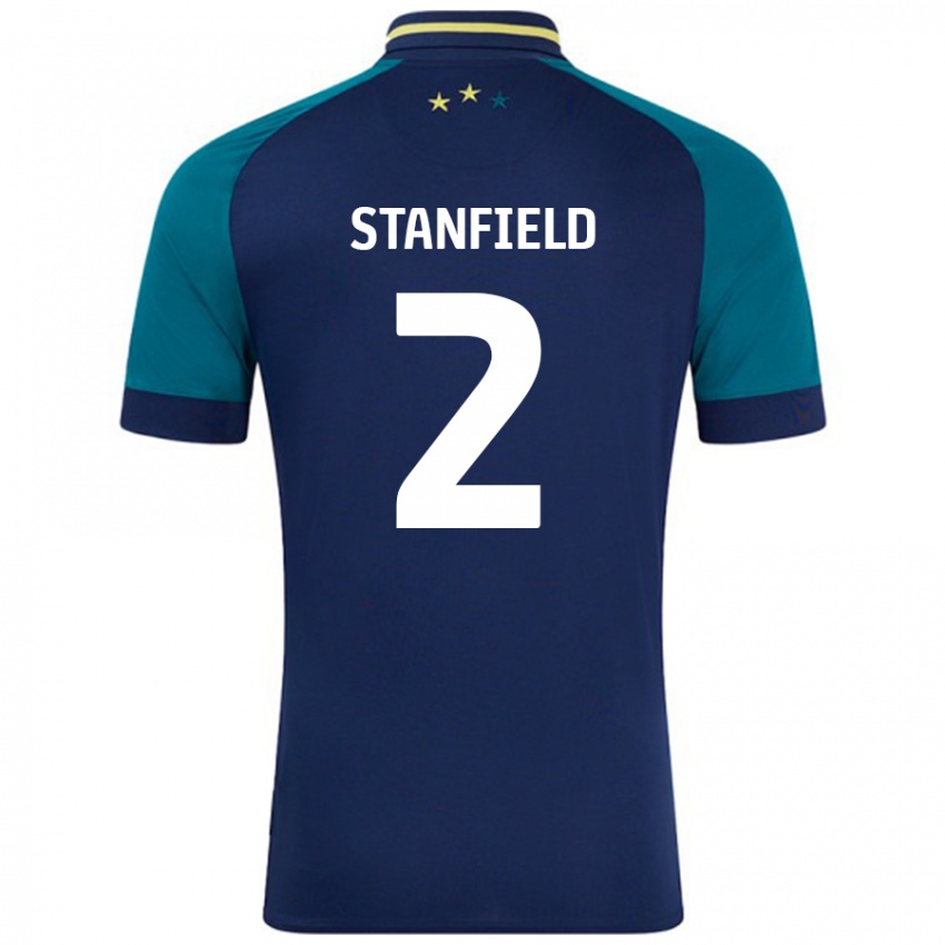 Niño Camiseta Beth Stanfield #2 Azul Marino Verde Oscuro 2ª Equipación 2024/25 La Camisa Perú