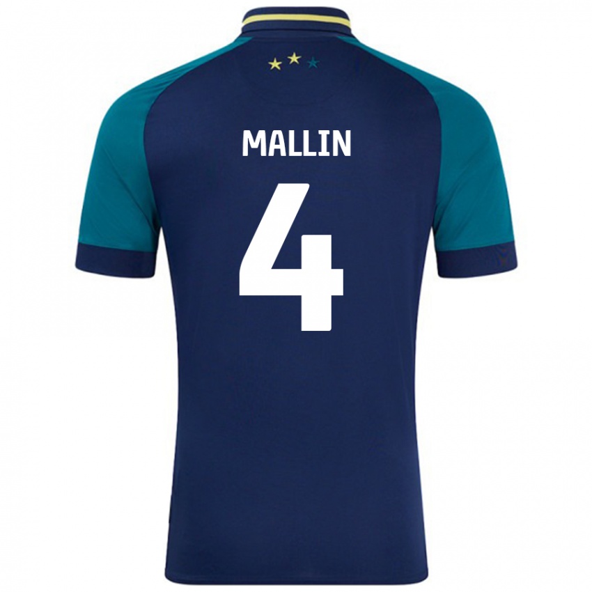 Niño Camiseta Kate Mallin #4 Azul Marino Verde Oscuro 2ª Equipación 2024/25 La Camisa Perú