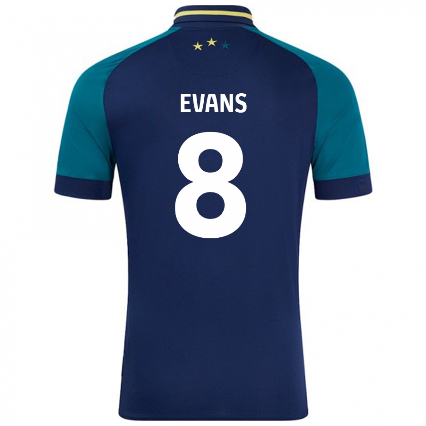 Niño Camiseta Charley Evans #8 Azul Marino Verde Oscuro 2ª Equipación 2024/25 La Camisa Perú