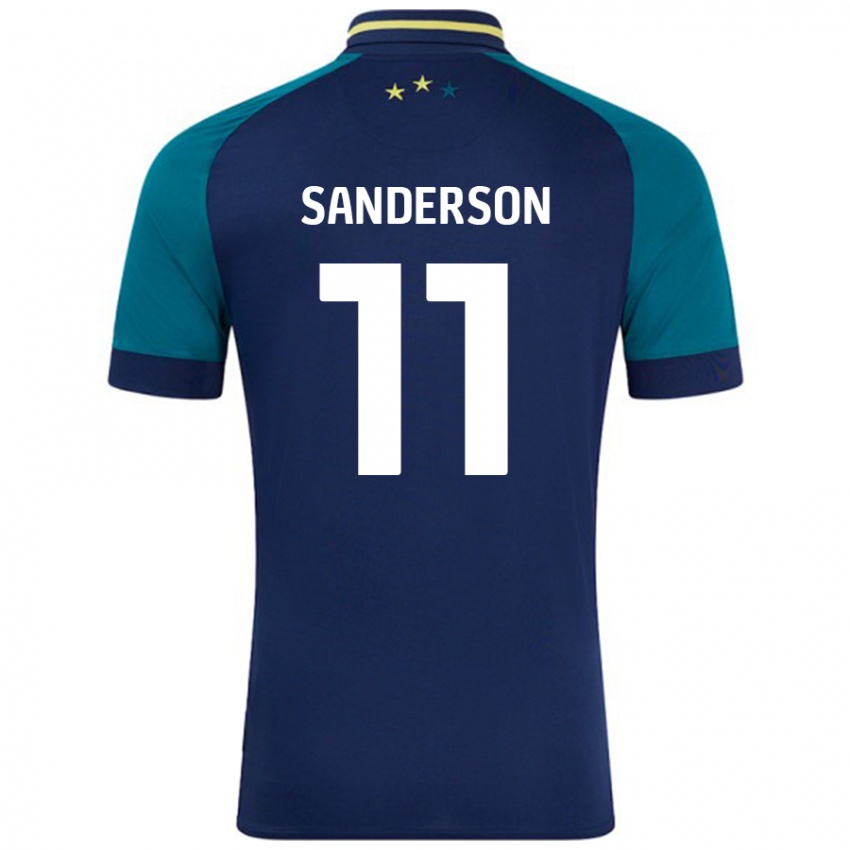 Niño Camiseta Brittany Sanderson #11 Azul Marino Verde Oscuro 2ª Equipación 2024/25 La Camisa Perú