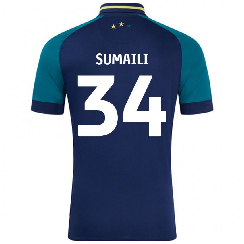 Niño Camiseta Falone Sumaili #34 Azul Marino Verde Oscuro 2ª Equipación 2024/25 La Camisa Perú