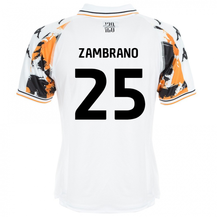 Niño Camiseta Óscar Zambrano #25 Blanco 2ª Equipación 2024/25 La Camisa Perú