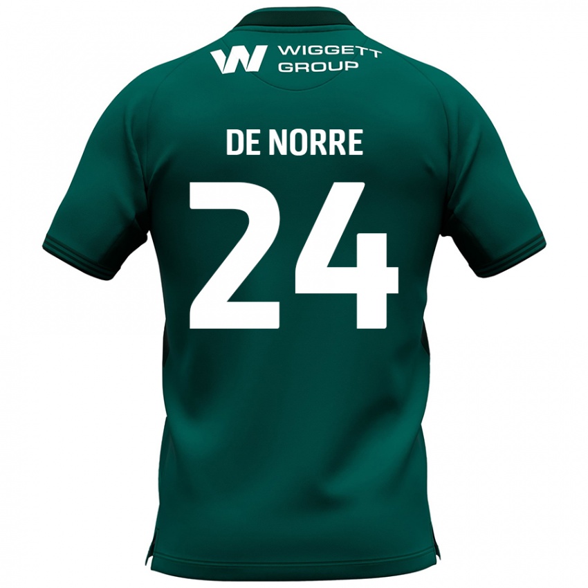 Niño Camiseta Casper De Norre #24 Verde 2ª Equipación 2024/25 La Camisa Perú