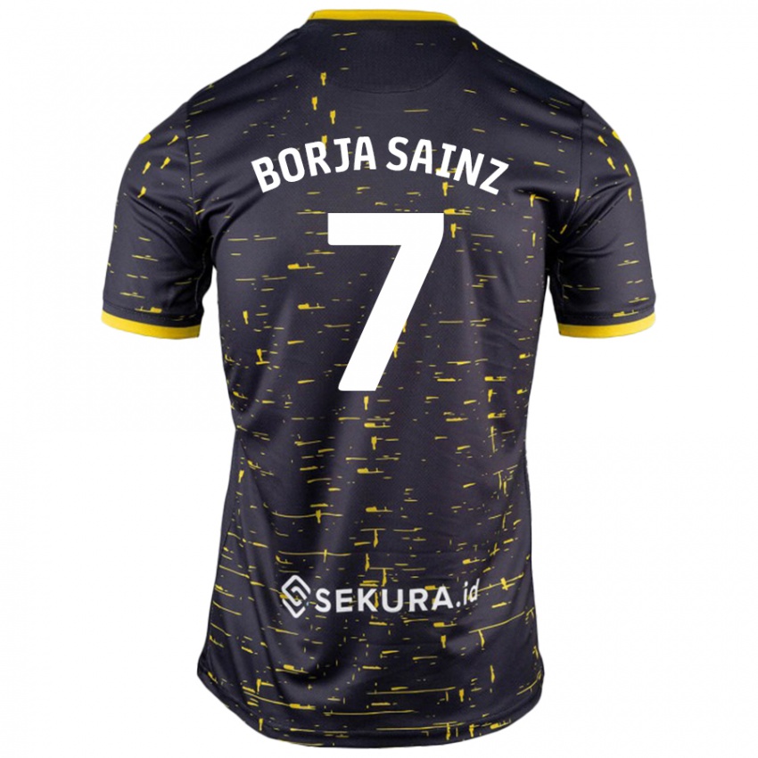 Niño Camiseta Borja Sainz #7 Negro Amarillo 2ª Equipación 2024/25 La Camisa Perú