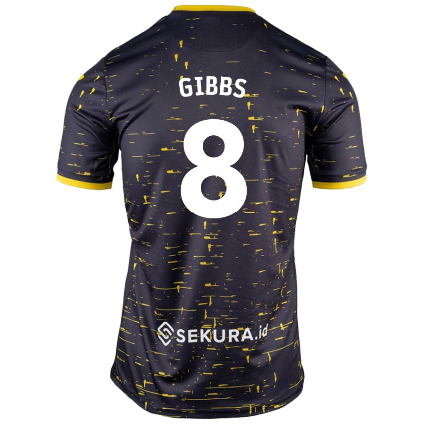 Niño Camiseta Liam Gibbs #8 Negro Amarillo 2ª Equipación 2024/25 La Camisa Perú