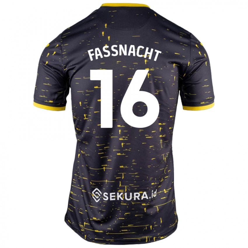 Niño Camiseta Christian Fassnacht #16 Negro Amarillo 2ª Equipación 2024/25 La Camisa Perú