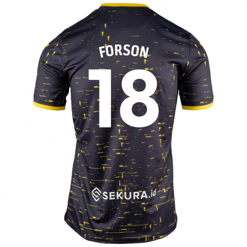 Niño Camiseta Amankwah Forson #18 Negro Amarillo 2ª Equipación 2024/25 La Camisa Perú