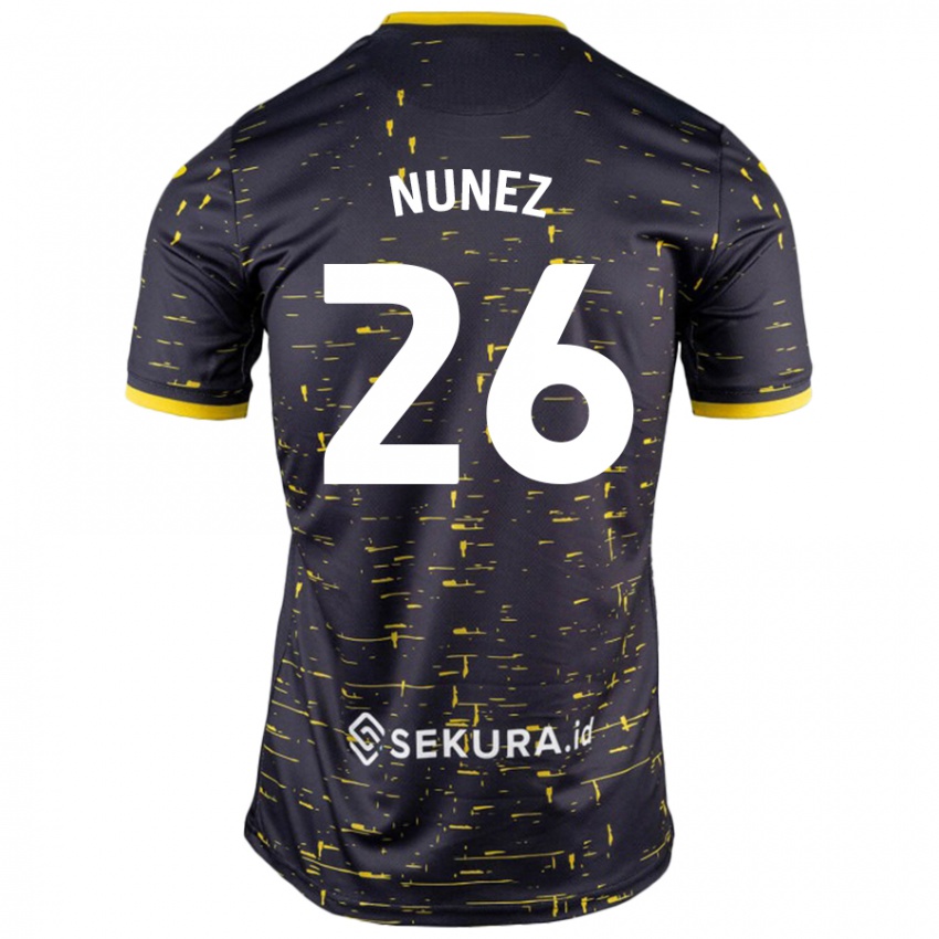 Niño Camiseta Marcelino Núñez #26 Negro Amarillo 2ª Equipación 2024/25 La Camisa Perú