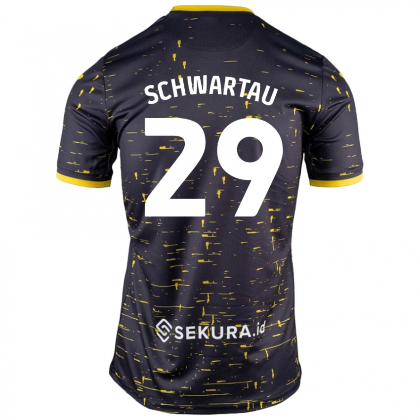 Niño Camiseta Oscar Schwartau #29 Negro Amarillo 2ª Equipación 2024/25 La Camisa Perú