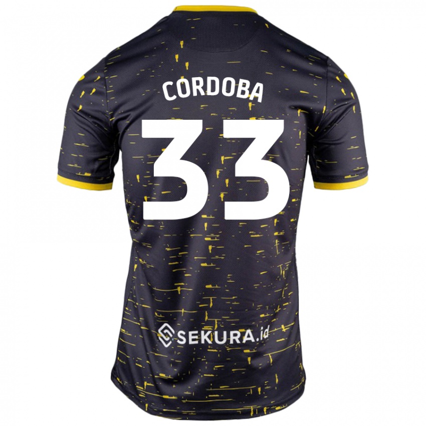 Niño Camiseta José Córdoba #33 Negro Amarillo 2ª Equipación 2024/25 La Camisa Perú