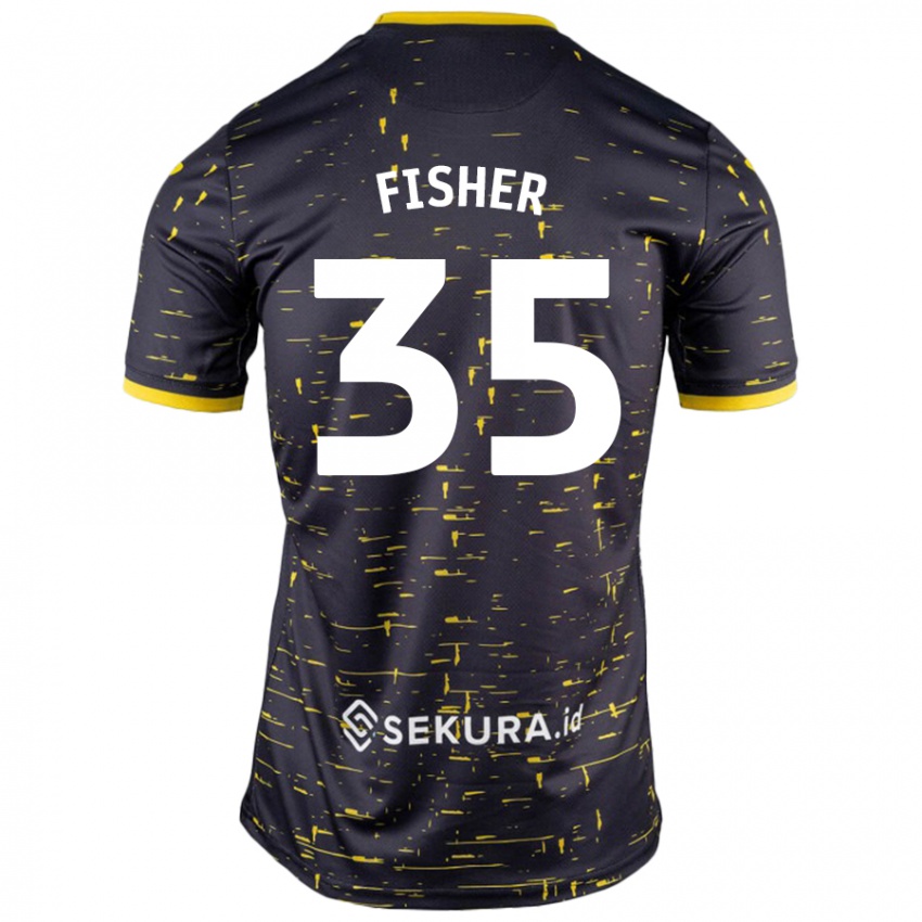 Niño Camiseta Kellen Fisher #35 Negro Amarillo 2ª Equipación 2024/25 La Camisa Perú