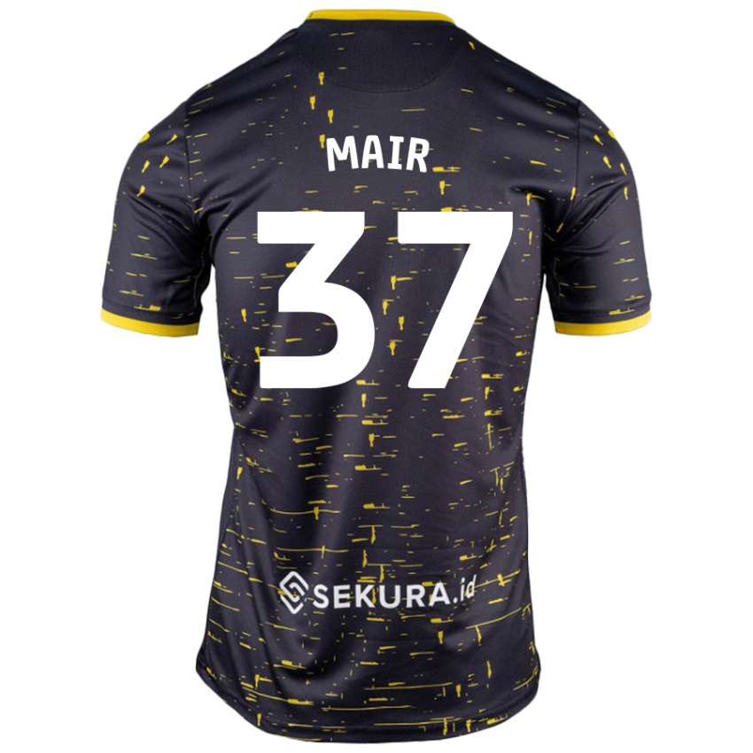 Niño Camiseta Archie Mair #37 Negro Amarillo 2ª Equipación 2024/25 La Camisa Perú