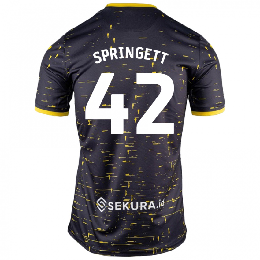 Niño Camiseta Tony Springett #42 Negro Amarillo 2ª Equipación 2024/25 La Camisa Perú