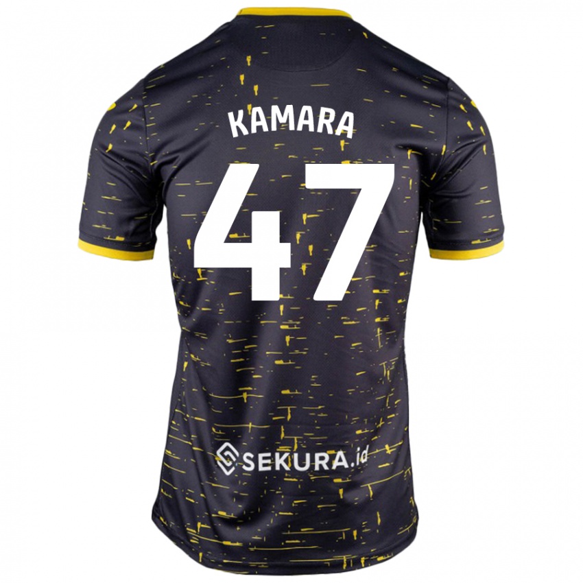 Niño Camiseta Abu Kamara #47 Negro Amarillo 2ª Equipación 2024/25 La Camisa Perú