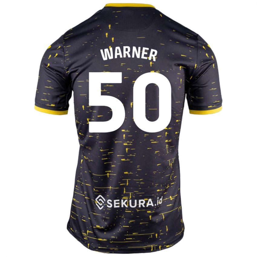 Niño Camiseta Jaden Warner #50 Negro Amarillo 2ª Equipación 2024/25 La Camisa Perú