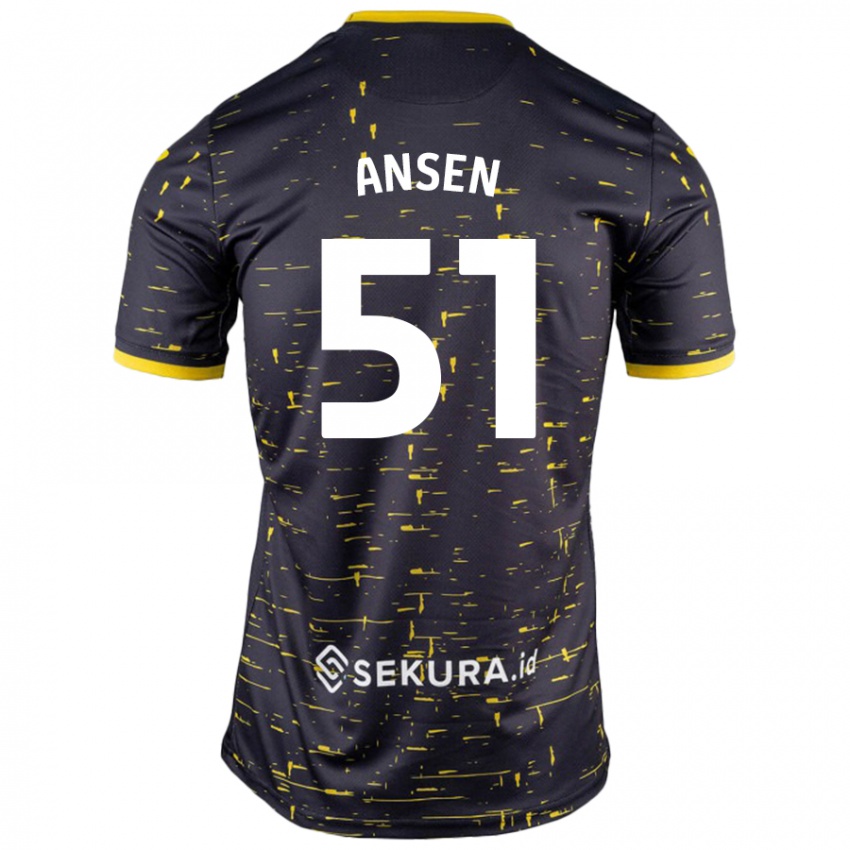 Niño Camiseta Caleb Ansen #51 Negro Amarillo 2ª Equipación 2024/25 La Camisa Perú