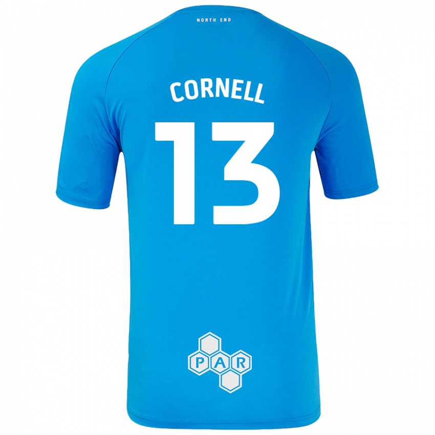 Niño Camiseta David Cornell #13 Azul Cielo 2ª Equipación 2024/25 La Camisa Perú