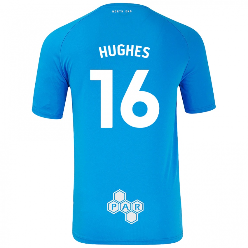 Niño Camiseta Andrew Hughes #16 Azul Cielo 2ª Equipación 2024/25 La Camisa Perú