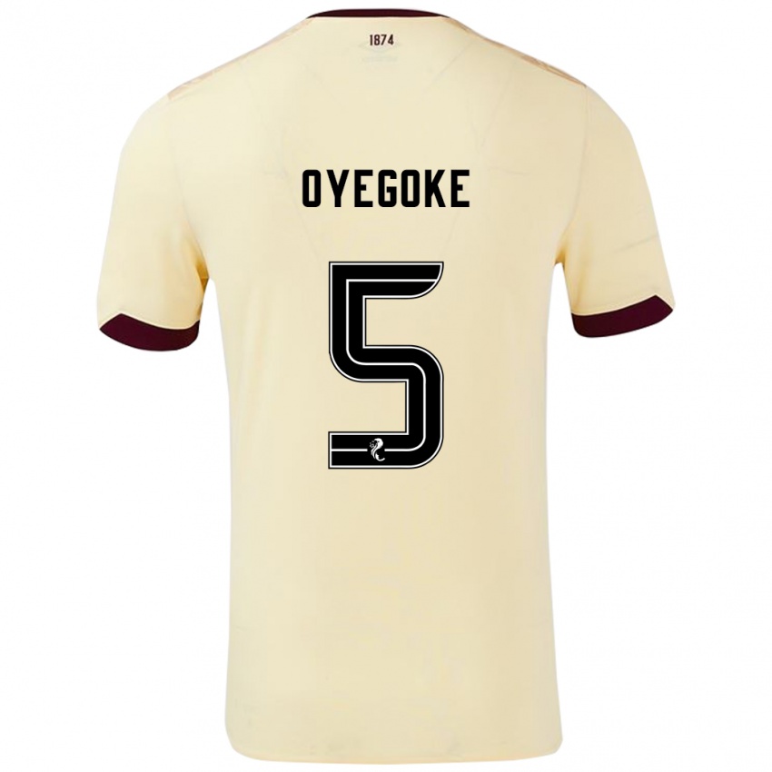 Niño Camiseta Daniel Oyegoke #5 Crema Burdeos 2ª Equipación 2024/25 La Camisa Perú