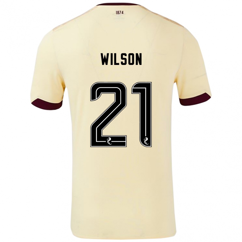 Niño Camiseta James Wilson #21 Crema Burdeos 2ª Equipación 2024/25 La Camisa Perú