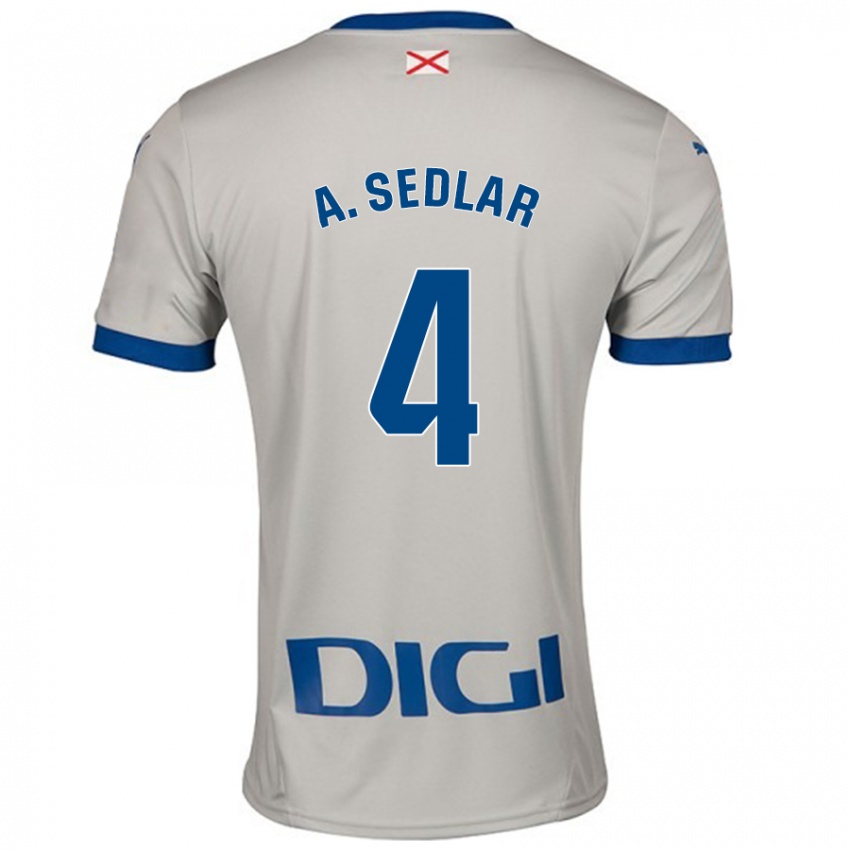 Niño Camiseta Aleksandar Sedlar #4 Gris Claro 2ª Equipación 2024/25 La Camisa Perú