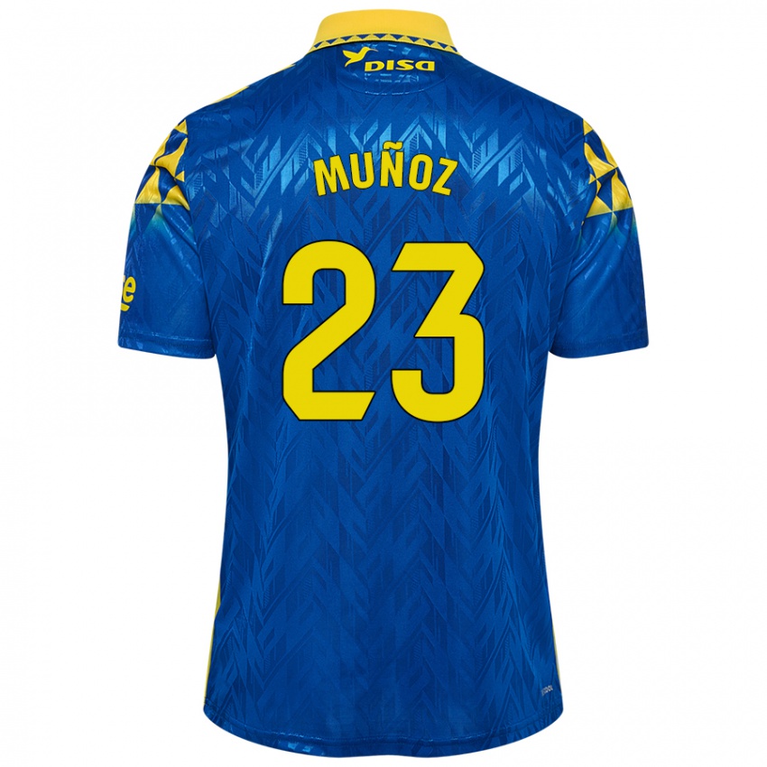 Niño Camiseta Álex Muñoz #23 Azul Amarillo 2ª Equipación 2024/25 La Camisa Perú