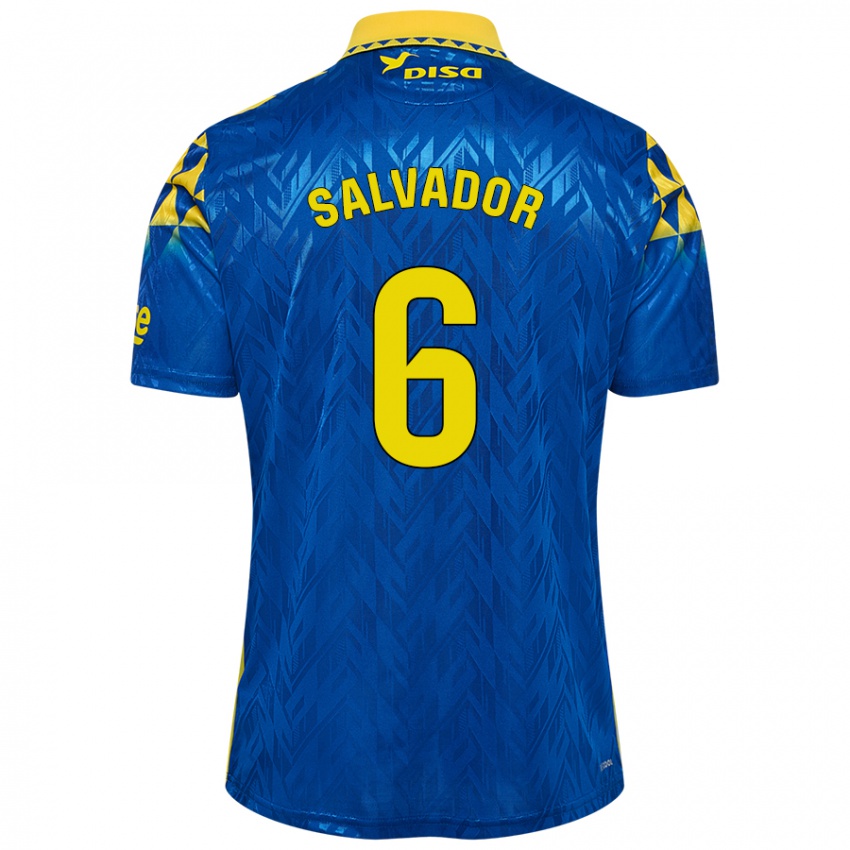 Niño Camiseta Pol Salvador #6 Azul Amarillo 2ª Equipación 2024/25 La Camisa Perú