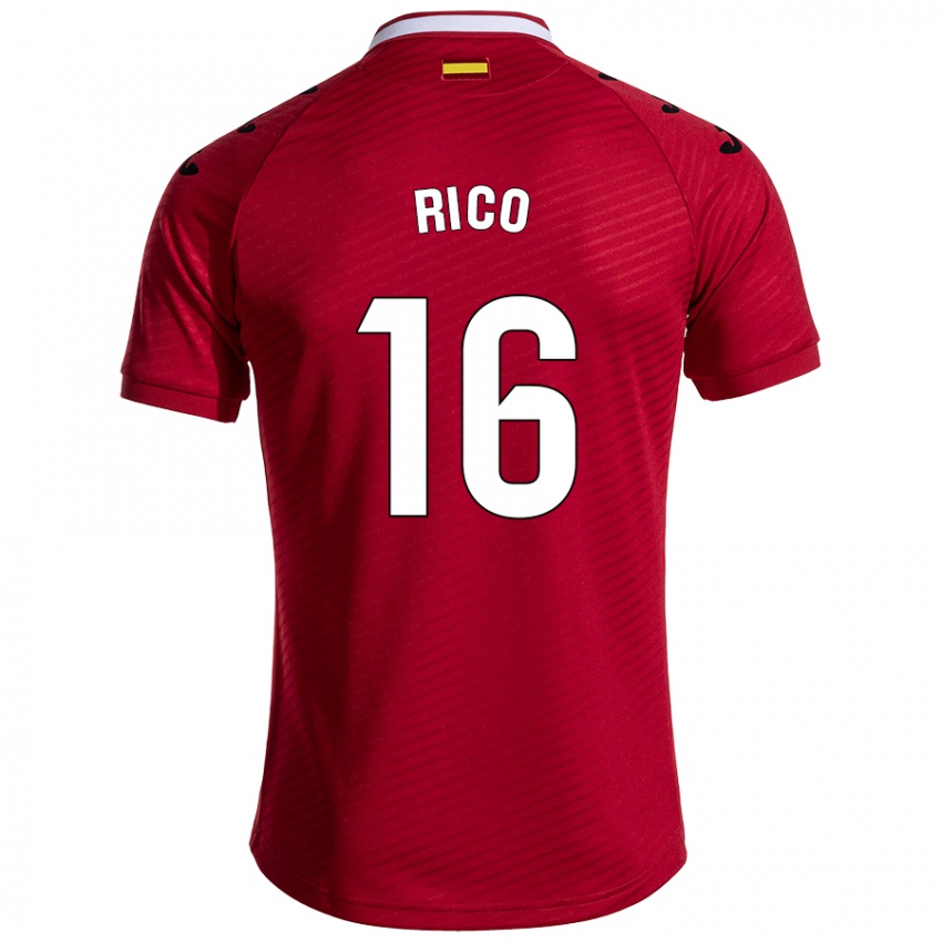 Niño Camiseta Diego Rico #16 Rojo Oscuro 2ª Equipación 2024/25 La Camisa Perú