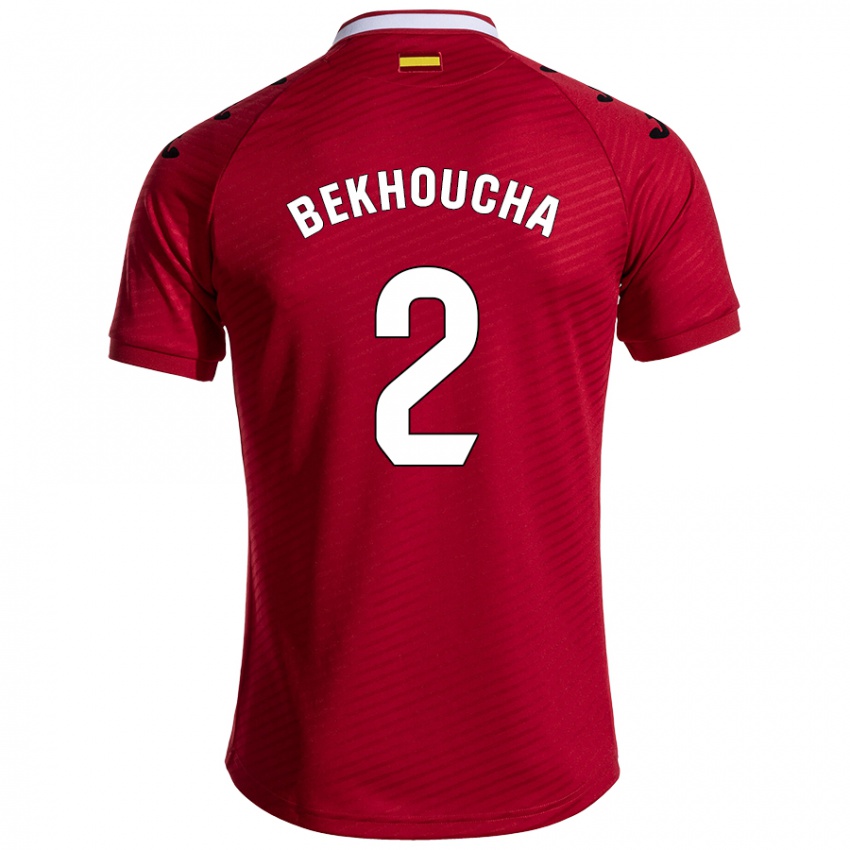 Niño Camiseta Ismael Bekhoucha #2 Rojo Oscuro 2ª Equipación 2024/25 La Camisa Perú