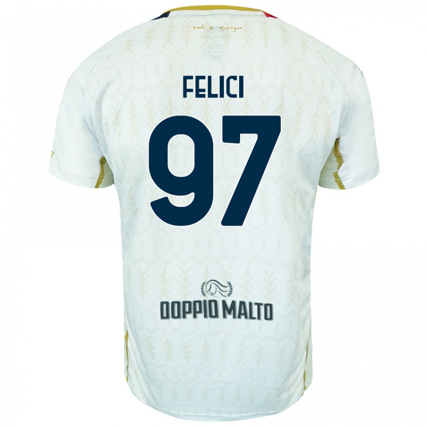 Niño Camiseta Mattia Felici #97 Blanco 2ª Equipación 2024/25 La Camisa Perú