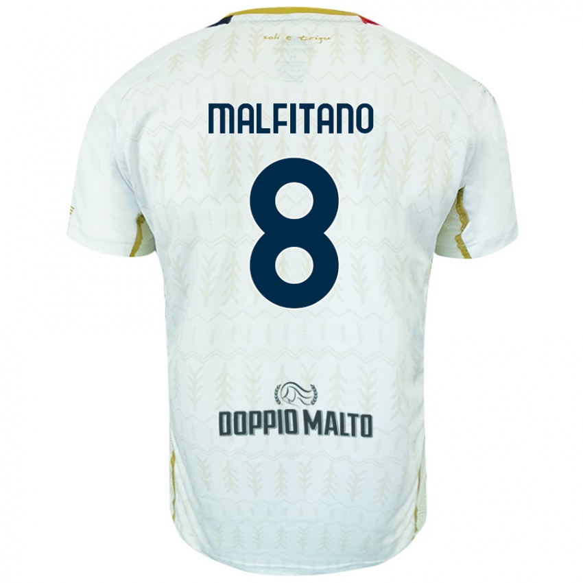 Niño Camiseta Roberto Malfitano #8 Blanco 2ª Equipación 2024/25 La Camisa Perú