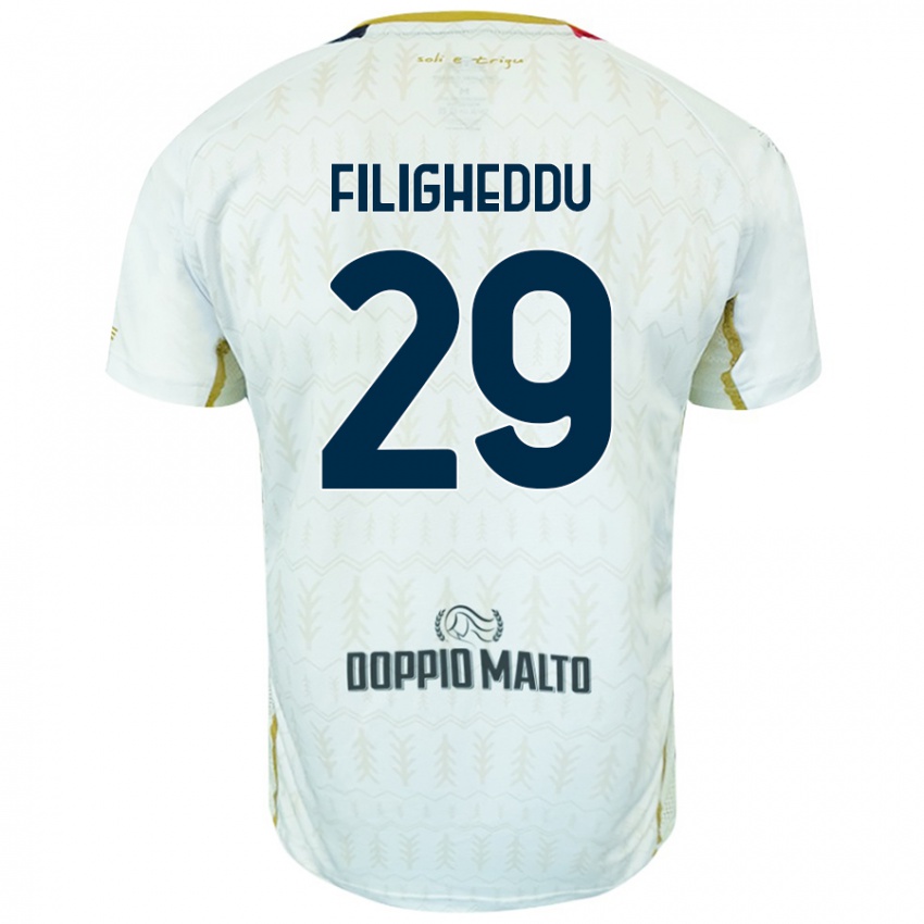 Niño Camiseta Daniele Filigheddu #29 Blanco 2ª Equipación 2024/25 La Camisa Perú