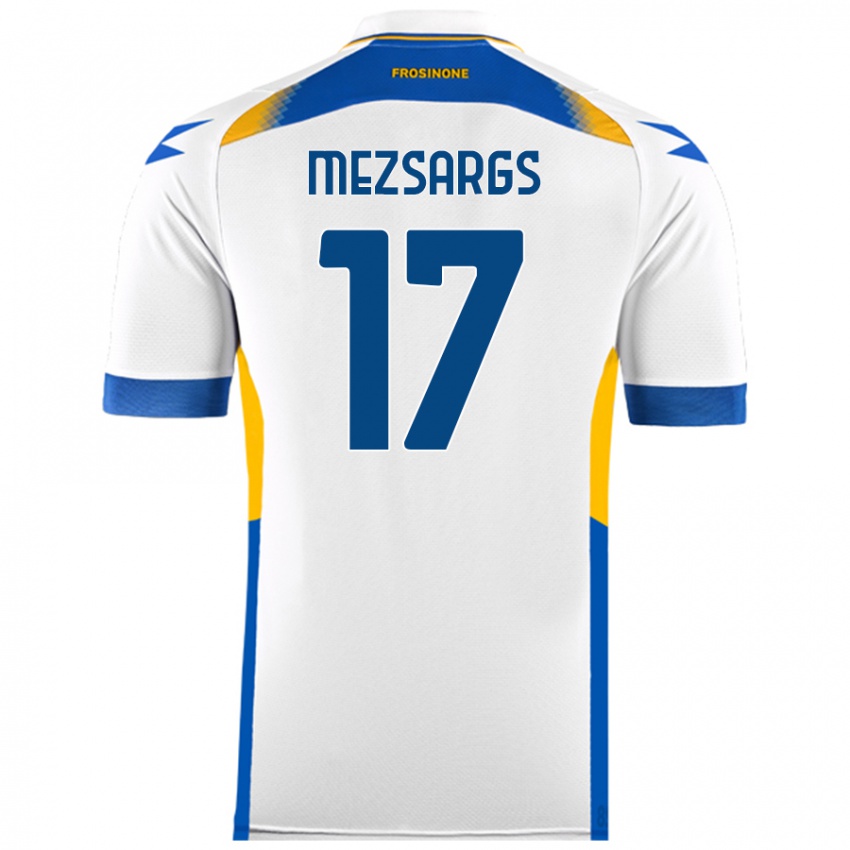 Niño Camiseta Kristians Mezsargs #17 Blanco 2ª Equipación 2024/25 La Camisa Perú